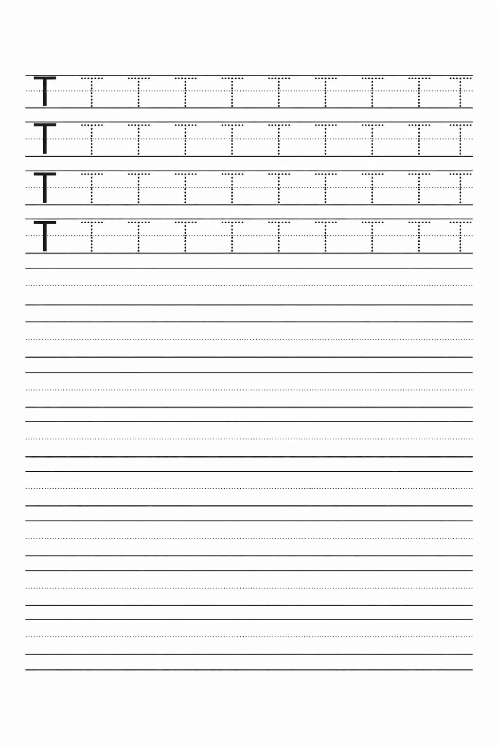 Buchstabe T üben - Arbeitsblatt zum Ausmalen