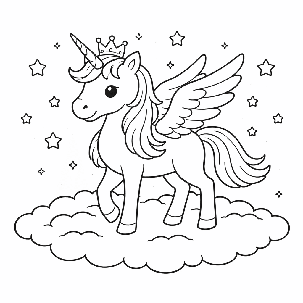 Alicorn Auf Einer Wolke - Ausmalbild