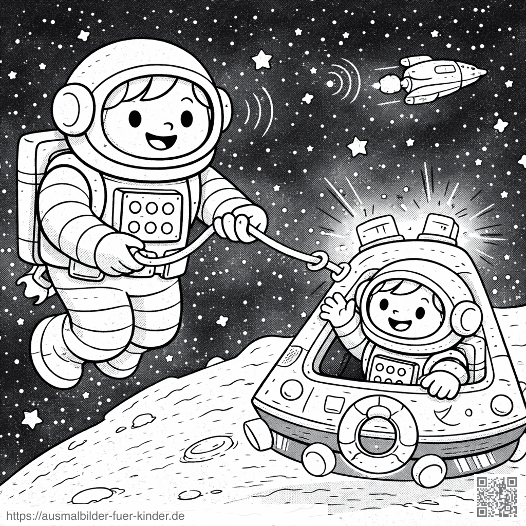 Astronauten in der Weite des Weltraums - Ausmalbild