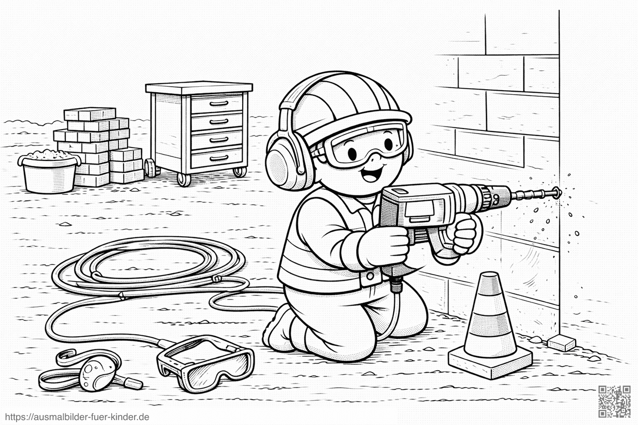 Bauarbeiter bei der Arbeit - Ausmalbild