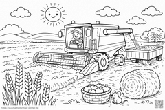 Erntezeit auf dem Feld - Ausmalbild