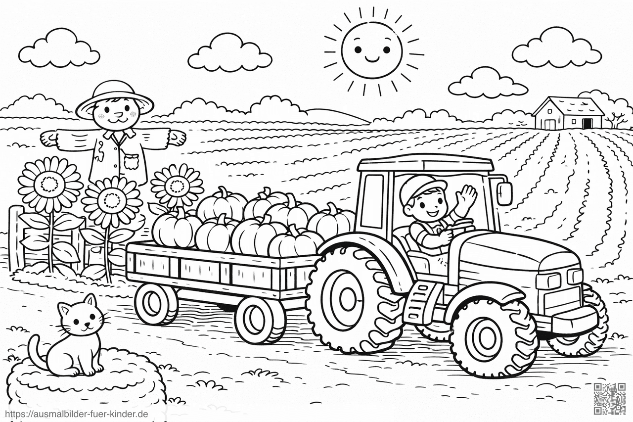 Herbst auf dem Bauernhof - Ausmalbild Herbst auf dem Bauernhof - Ausmalbild