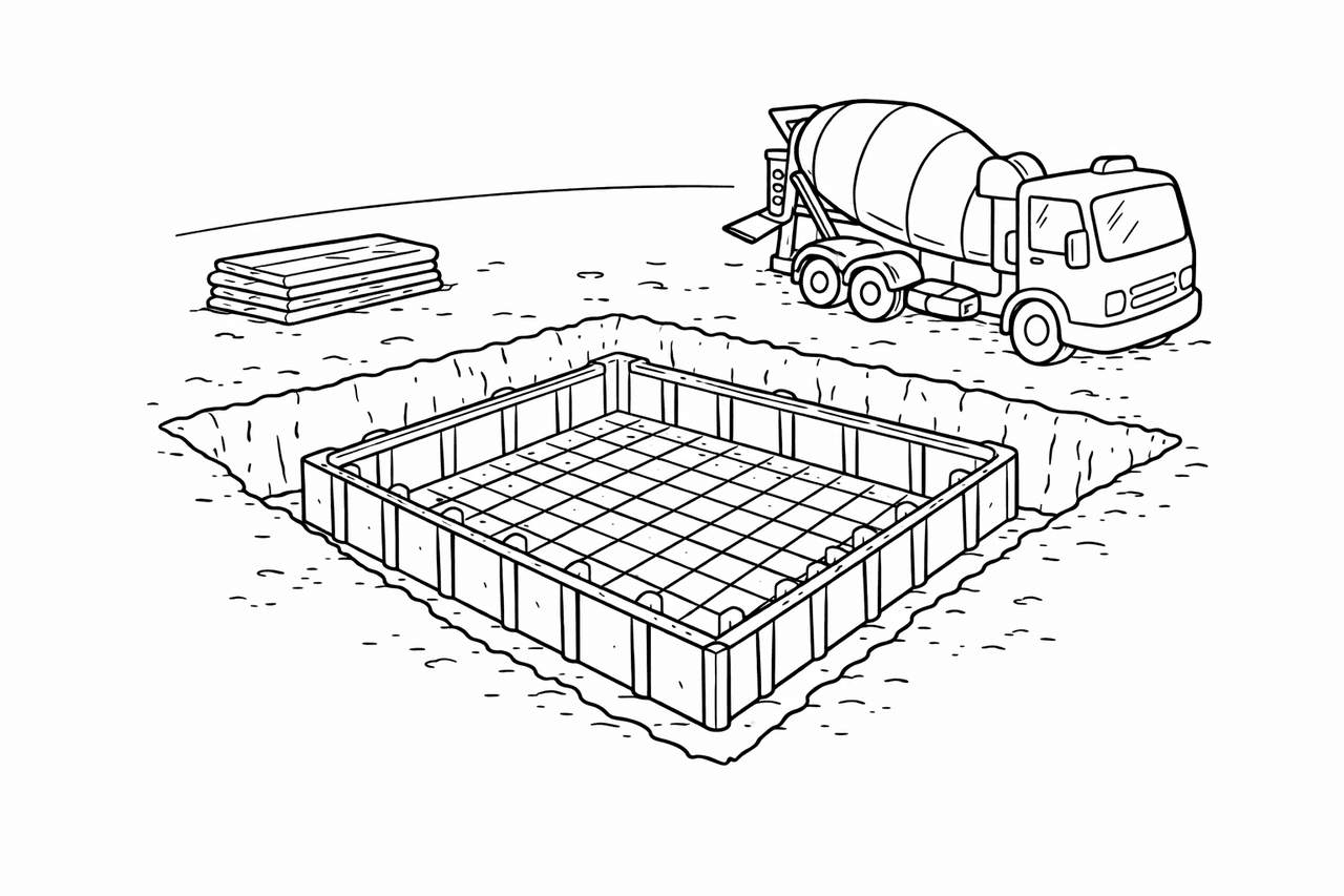 Fundamentgrube - Ausmalbild