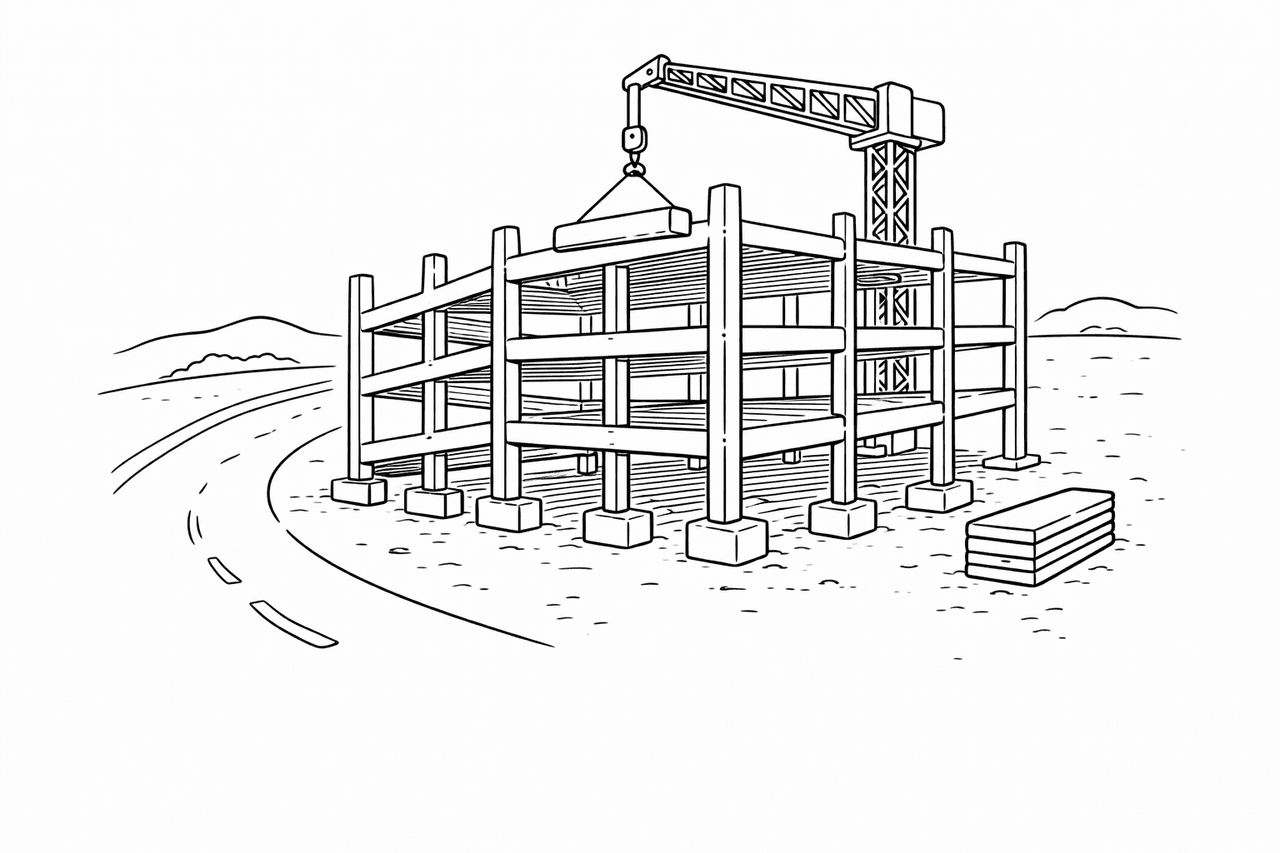 Parkhaus-Baustelle - Ausmalbild
