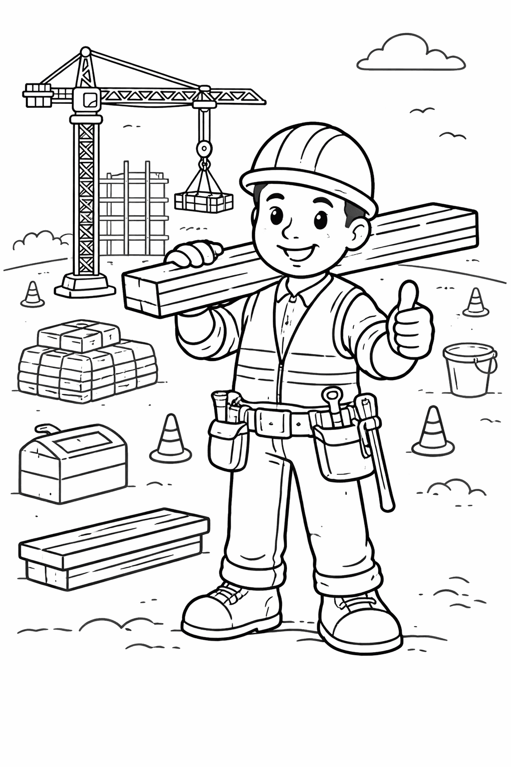 Baustellenarbeiter - Ausmalbild