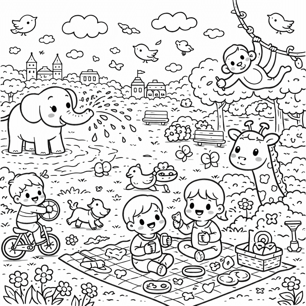 Picknick im Berliner Park - Ausmalbild