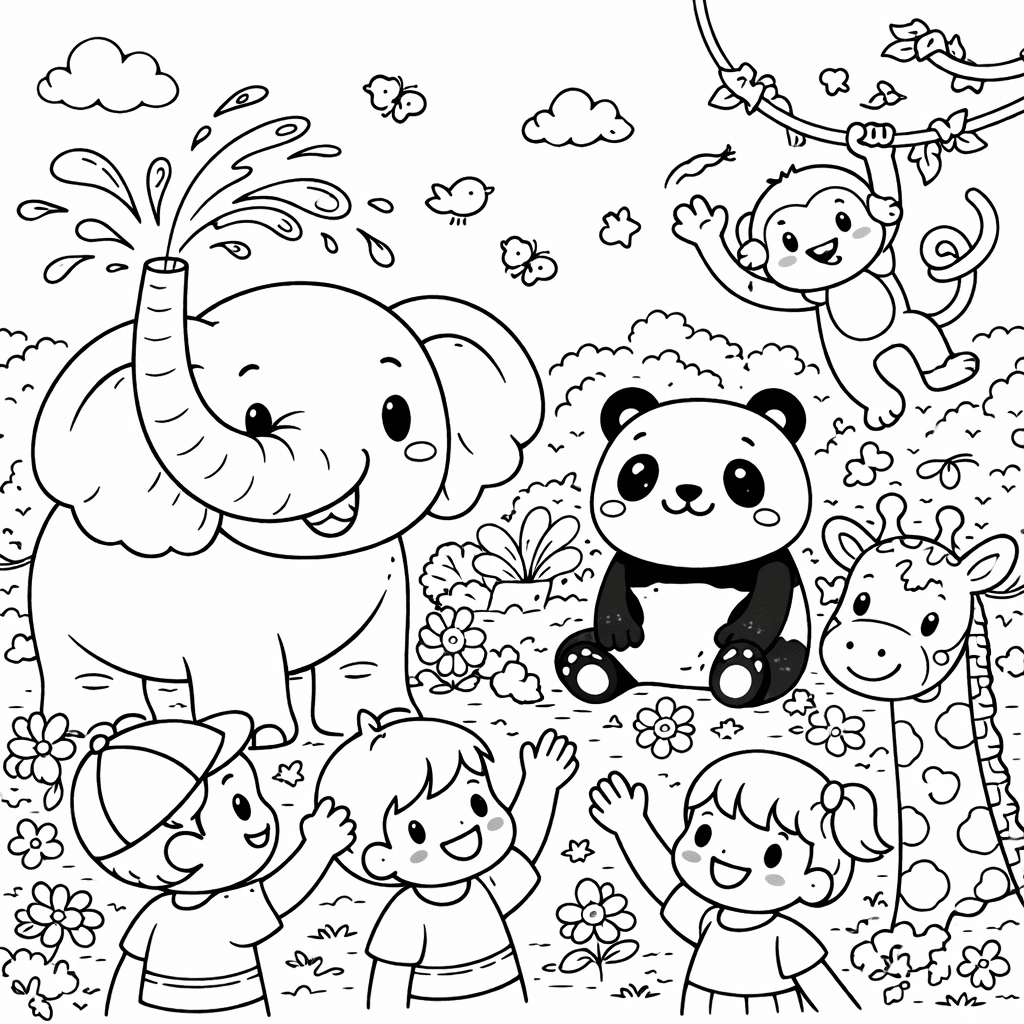 Tiere im Berliner Zoo - Ausmalbild