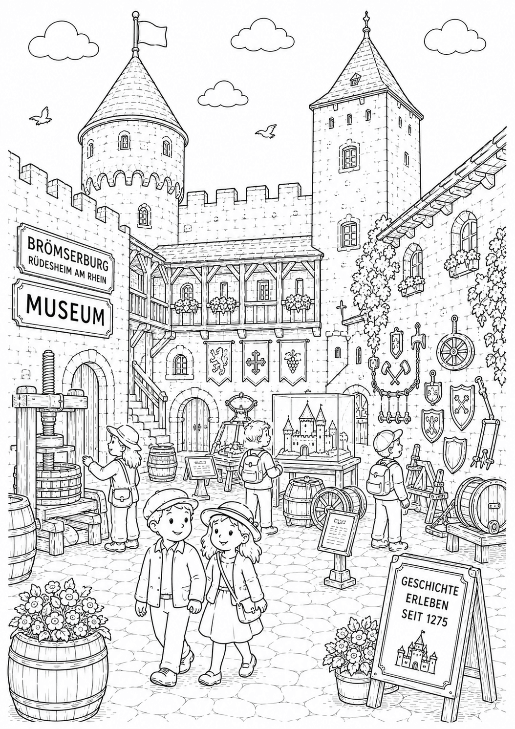 Brömserburg Museumshof Ausmalbild Brömserburg Museumshof Ausmalbild