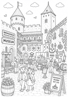 Brömserburg Museumshof Ausmalbild