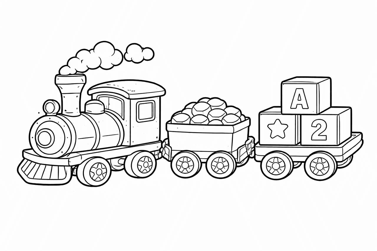 Spielzeuglokomotive - Ausmalbild