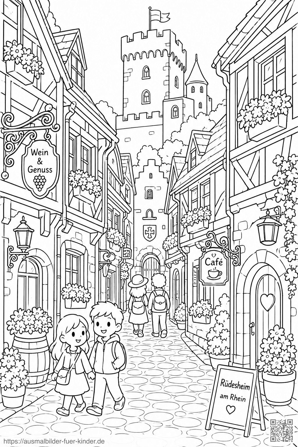 Burg Boosenburg Altstadtgasse - Ausmalbild Burg Boosenburg Altstadtgasse - Ausmalbild