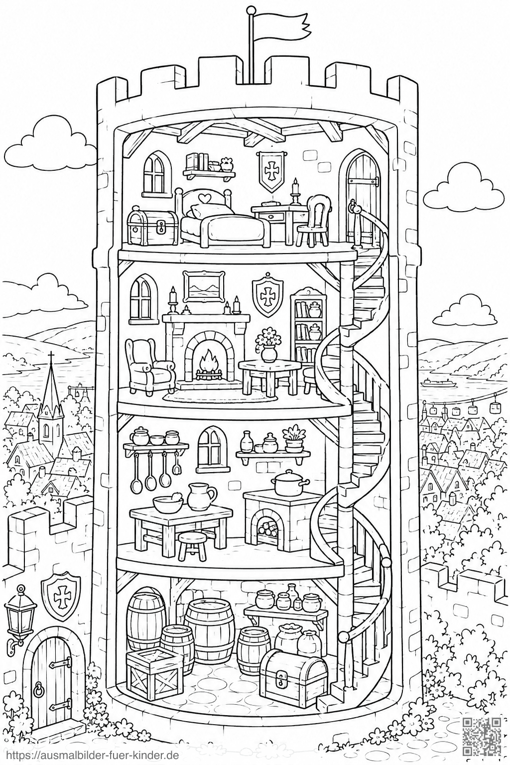 Burg Boosenburg Wohnturm - Ausmalbild Burg Boosenburg Wohnturm - Ausmalbild