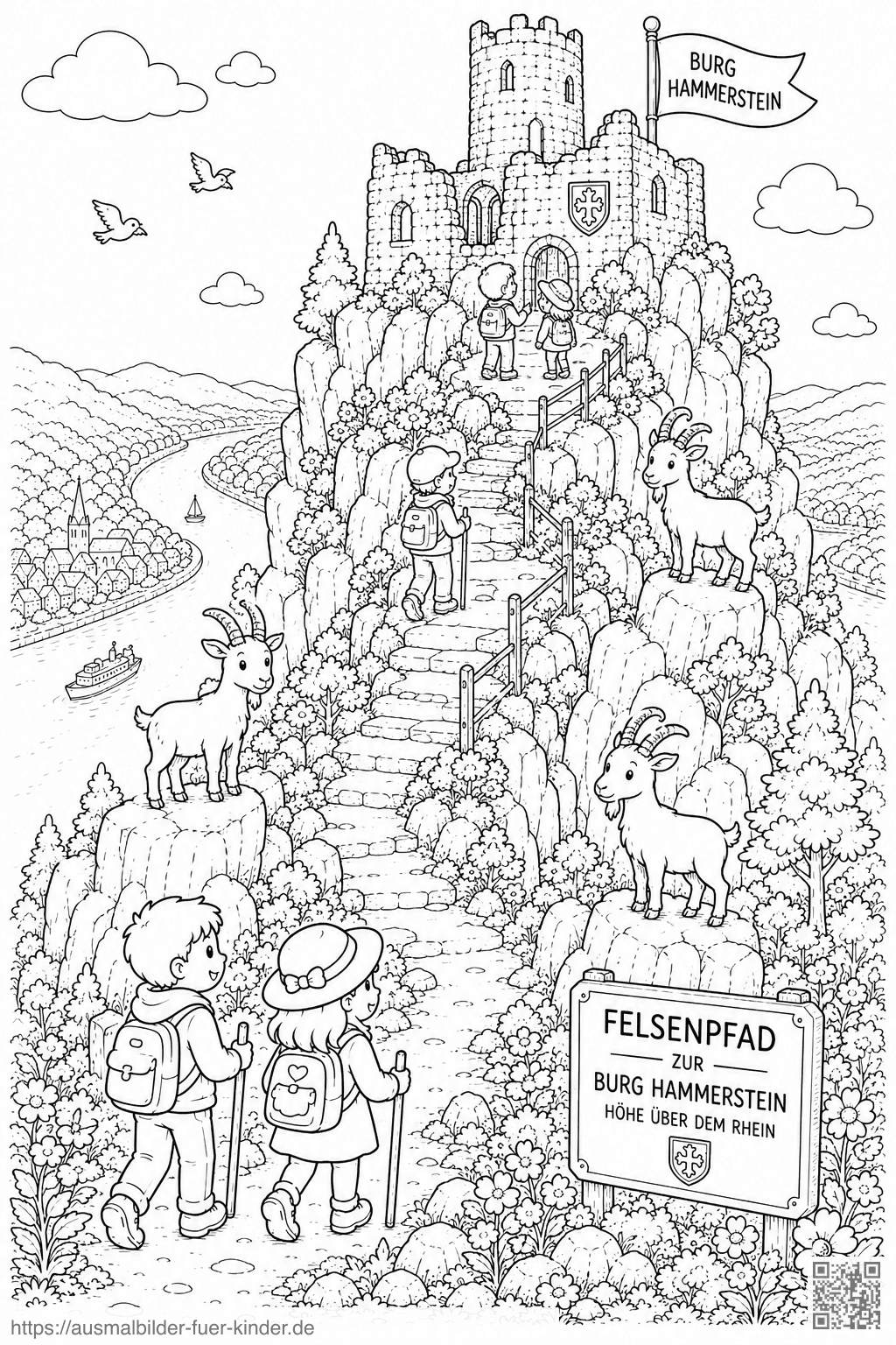 Burg Hammerstein Felsenpfad - Ausmalbild