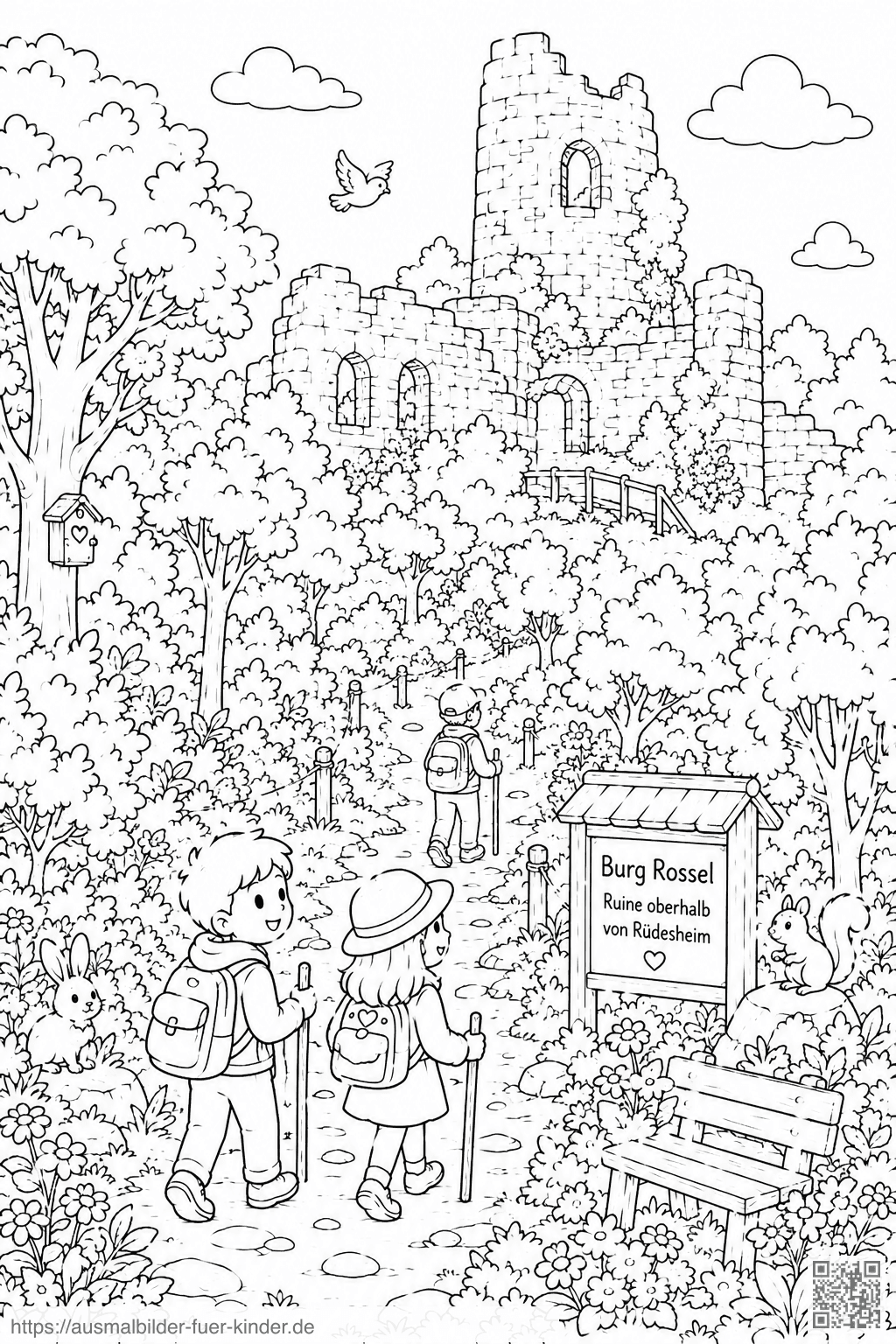 Burg Rossel - Ausmalbild