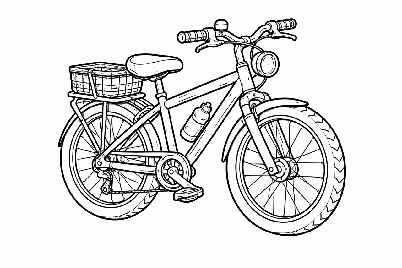 Detailliertes Fahrrad - Ausmalbild