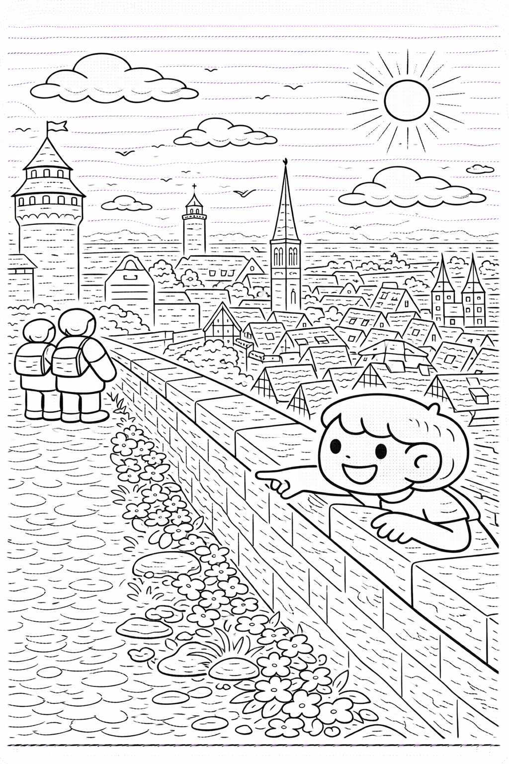 Deutschland: Blick von der Kaiserburg Nürnberg - Ausmalbild