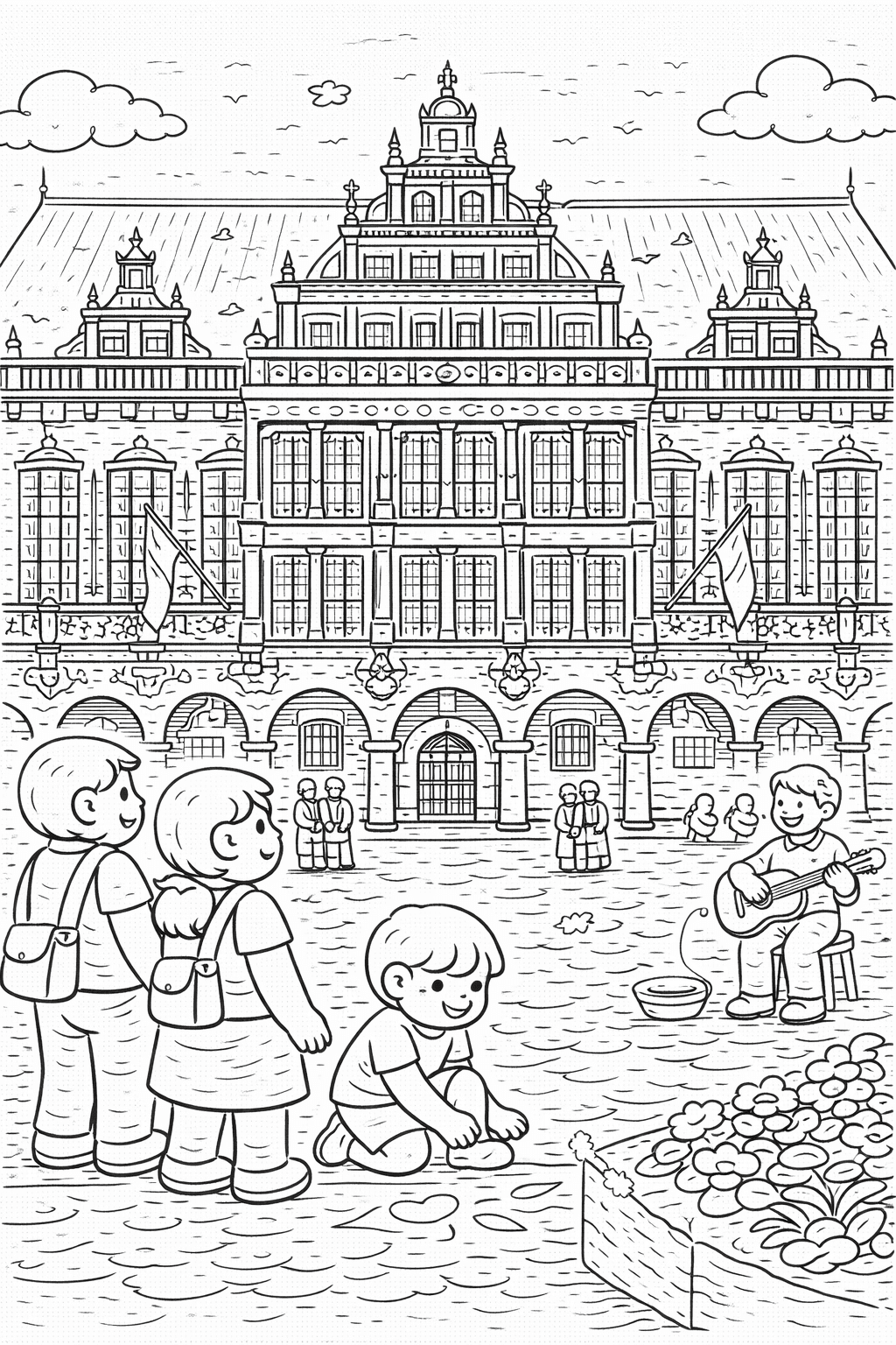 Deutschland: Bremens historisches Rathaus im Detail - Ausmalbild