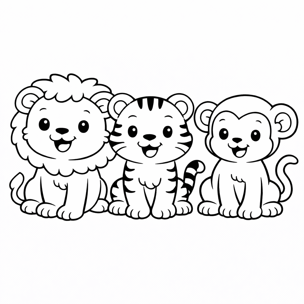 Drei SüßE Baby Tiere Im Dschungel