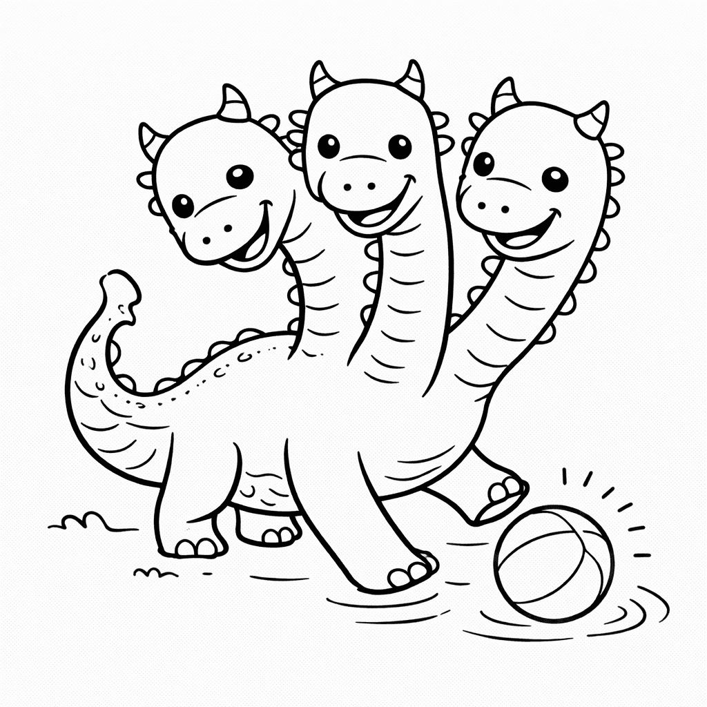 Dreiköpfige Hydra Mit Ball Spielen