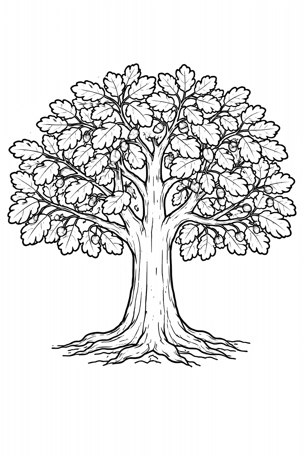 Eiche mit kräftigem Stamm - Ausmalbild