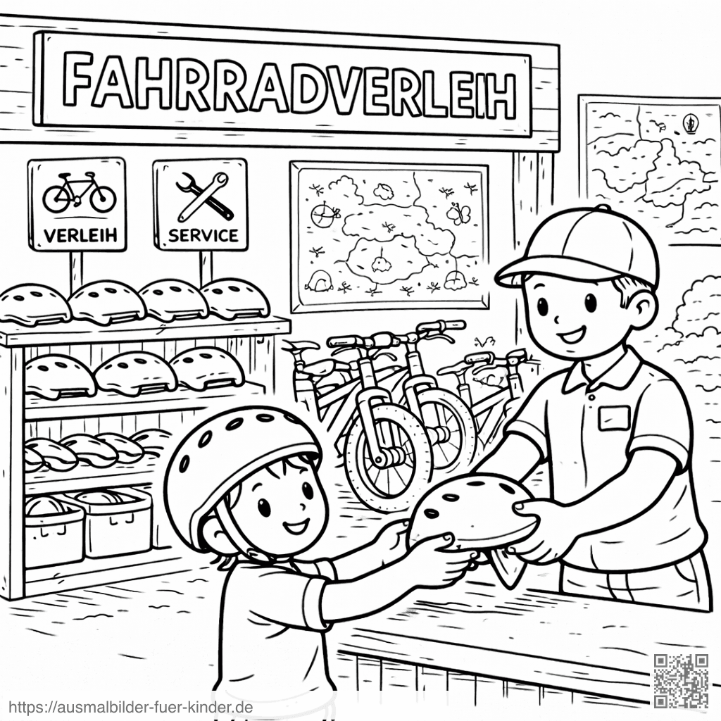 Fahrradverleih - Ausmalbild