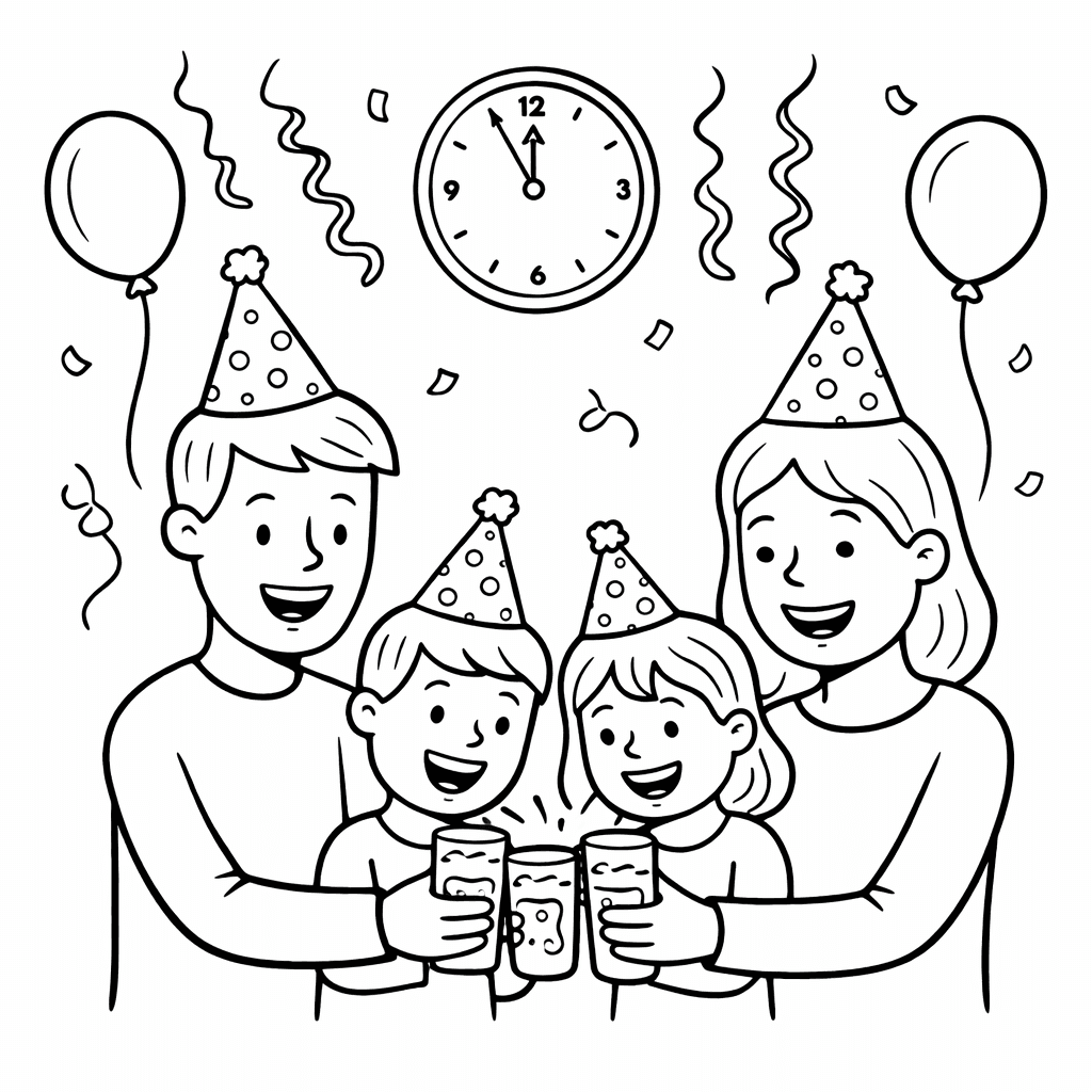 Familienfeier um Mitternacht - Ausmalbild