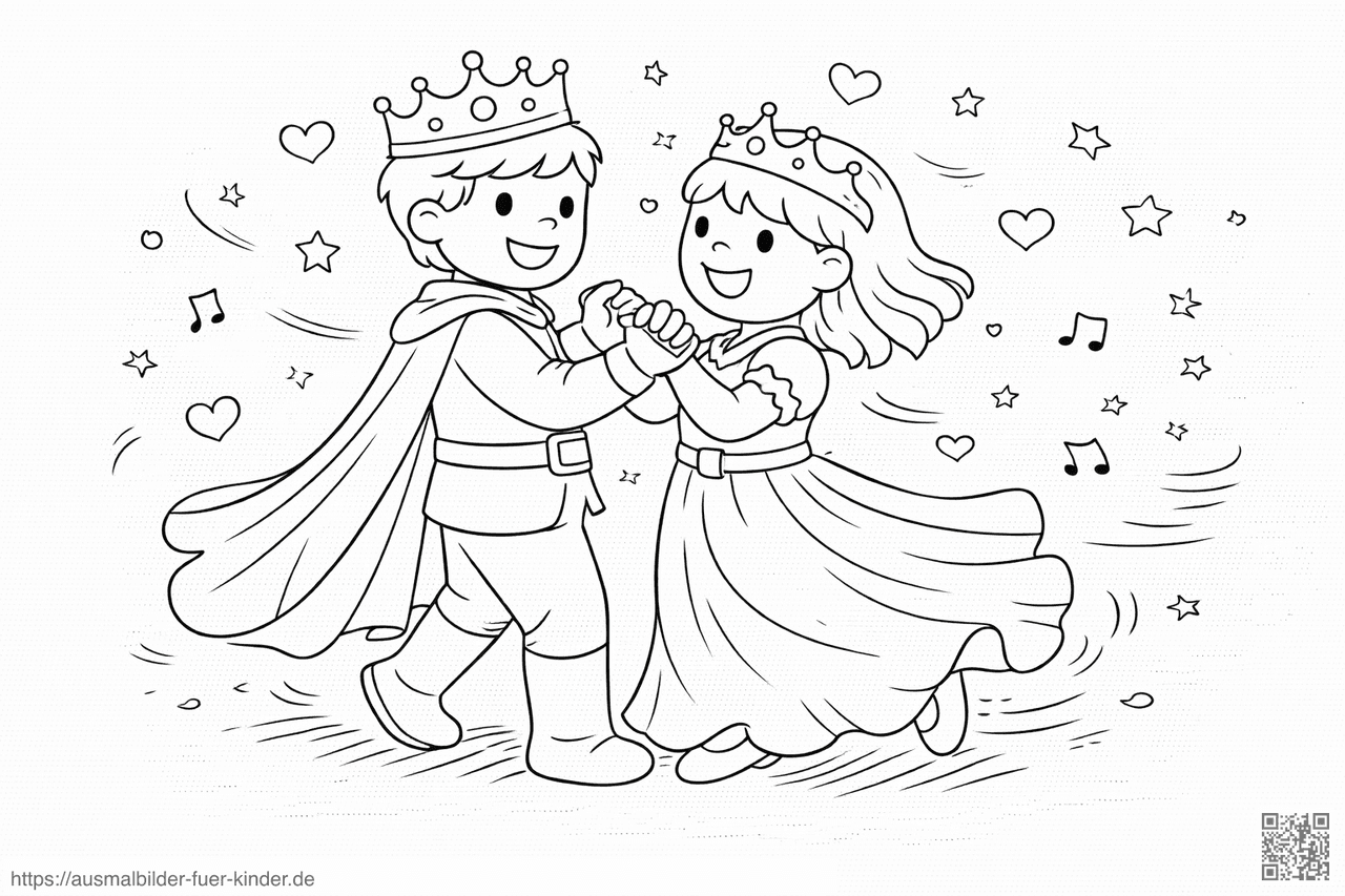 Tanz der königlichen Liebenden - Ausmalbild Tanz der königlichen Liebenden - Ausmalbild