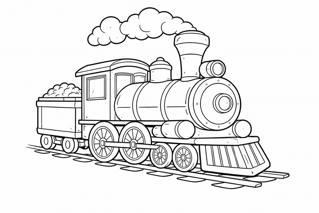 Dampflokomotive - Ausmalbild