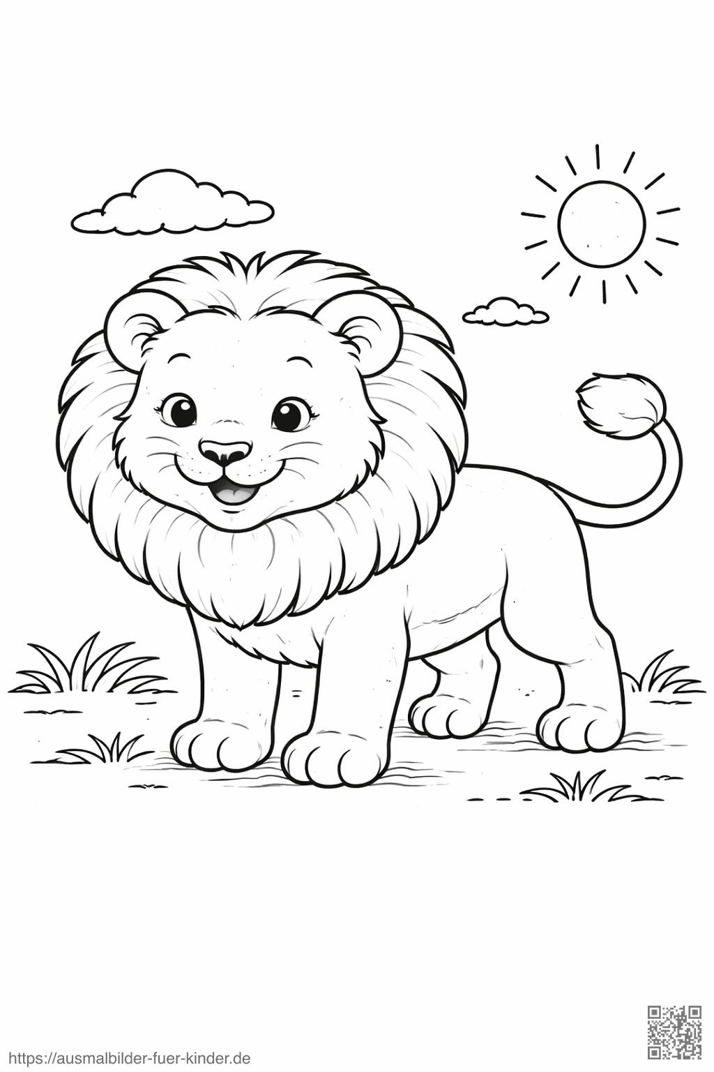 Fröhlicher Löwe auf Malvorlage - Ausmalbild Fröhlicher Löwe auf Malvorlage - Ausmalbild