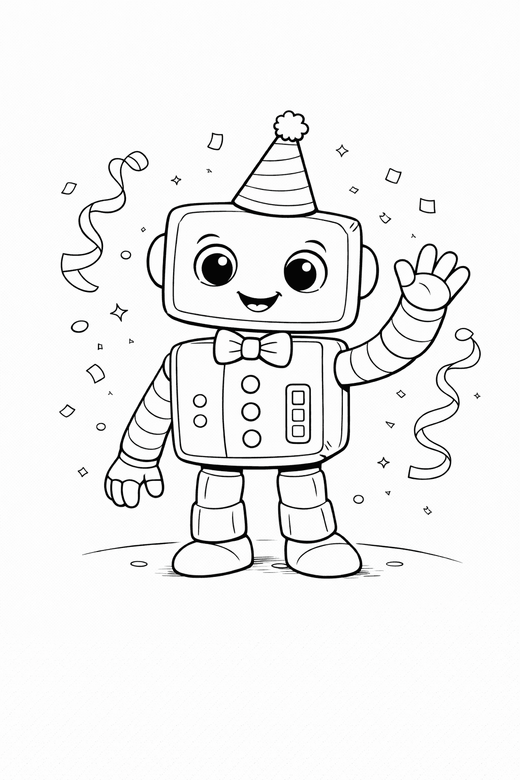 Fröhlicher Roboter Mit Partyhut