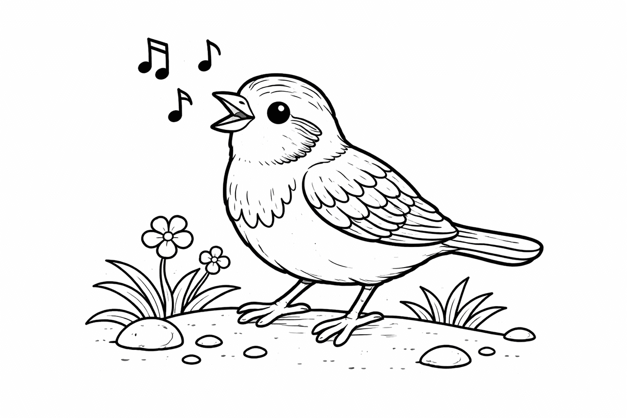 Sperling im Grünen - Ausmalbild