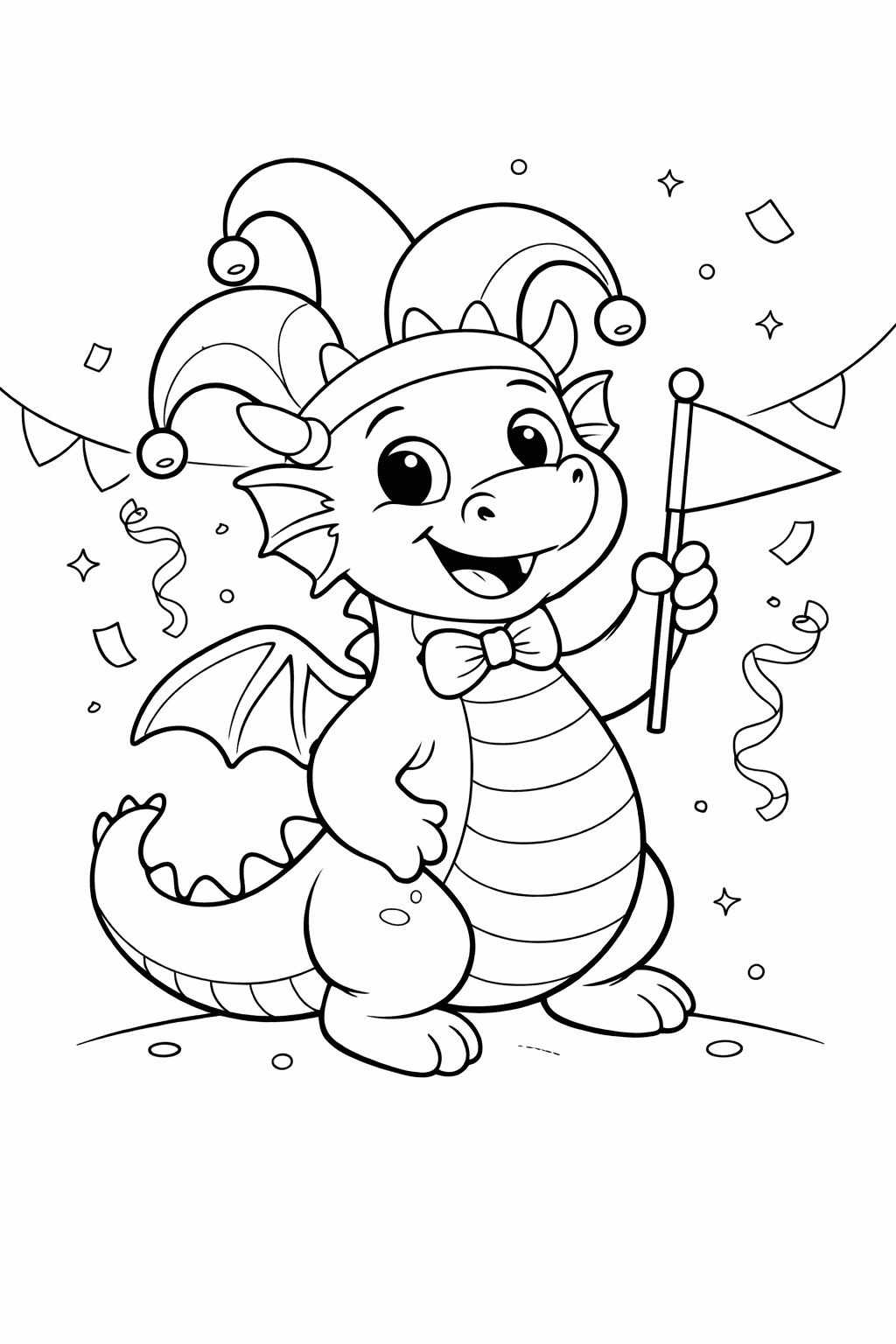 Freundlicher Drache Im Karnevalsstil