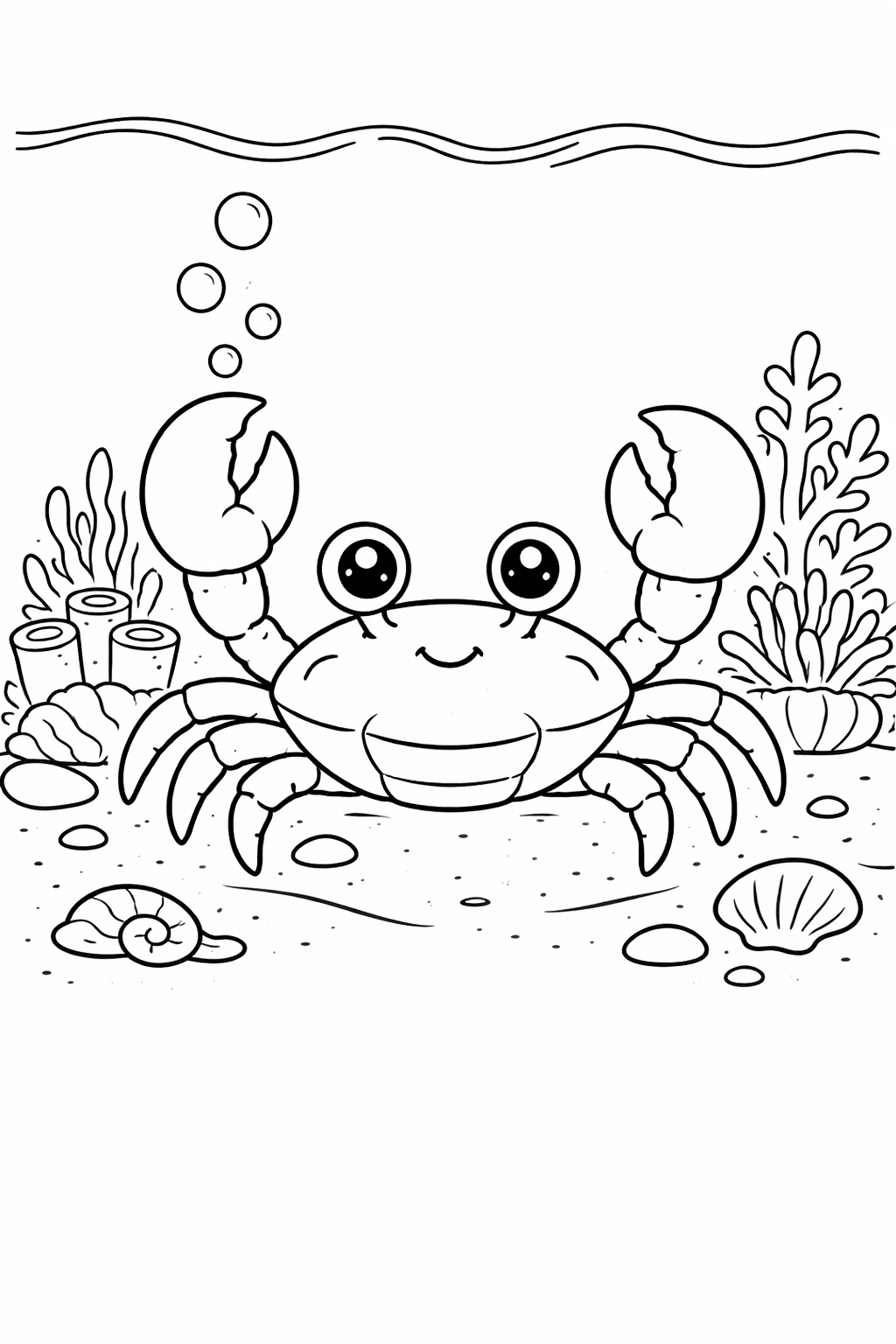 Krebs auf Meeresboden - Ausmalbild