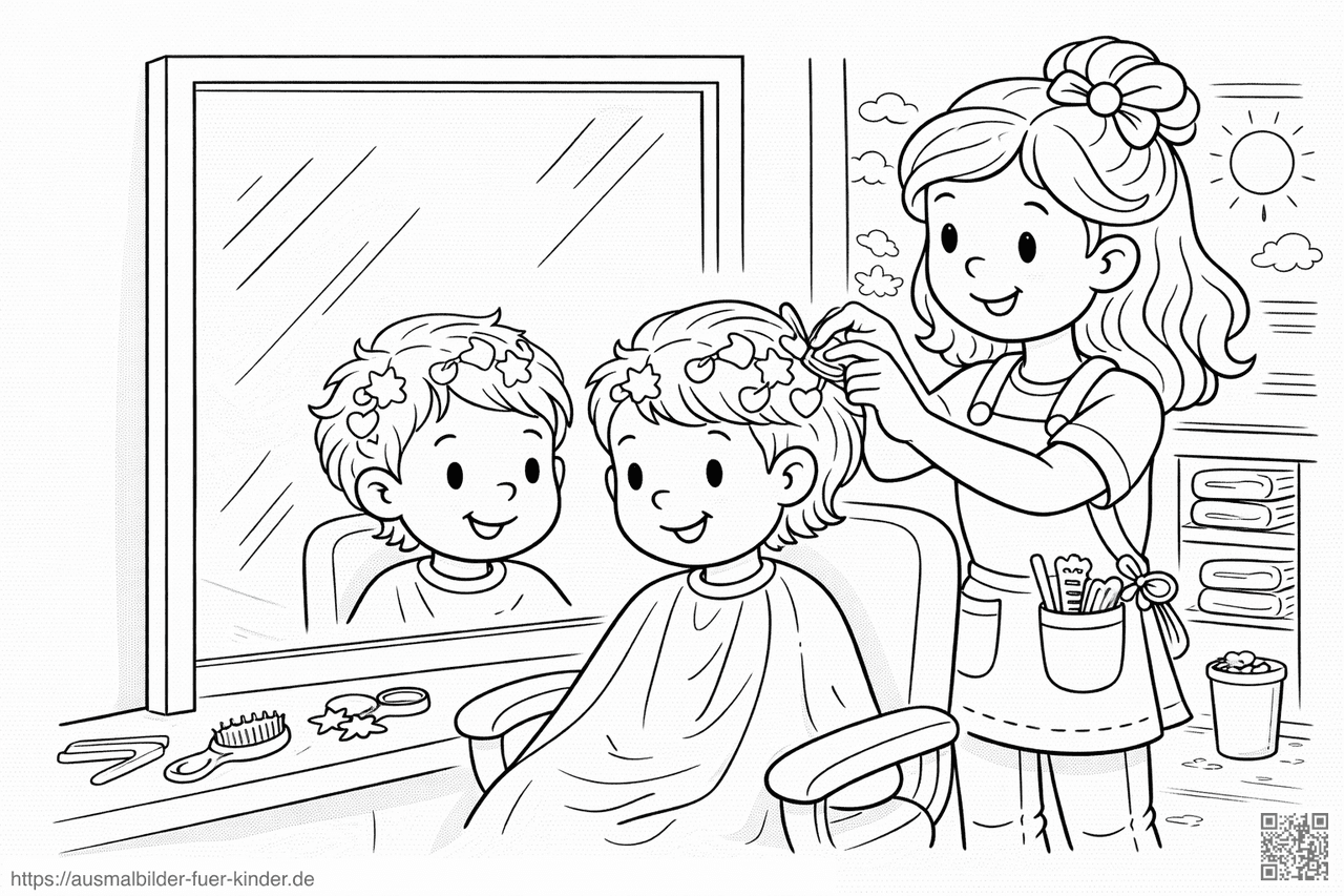 Friseurtermin für ein Lächeln - Ausmalbild