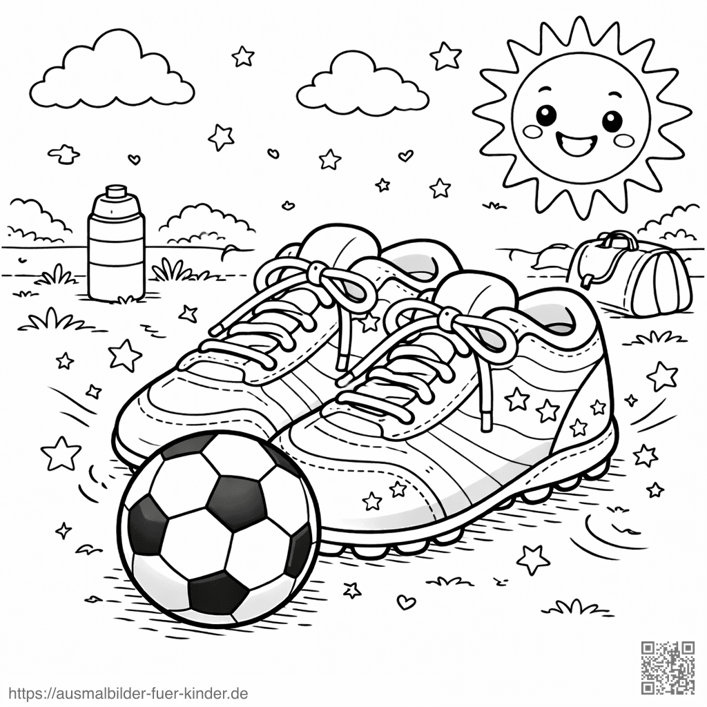 Fußballausrüstung im fröhlichen Design - Ausmalbild