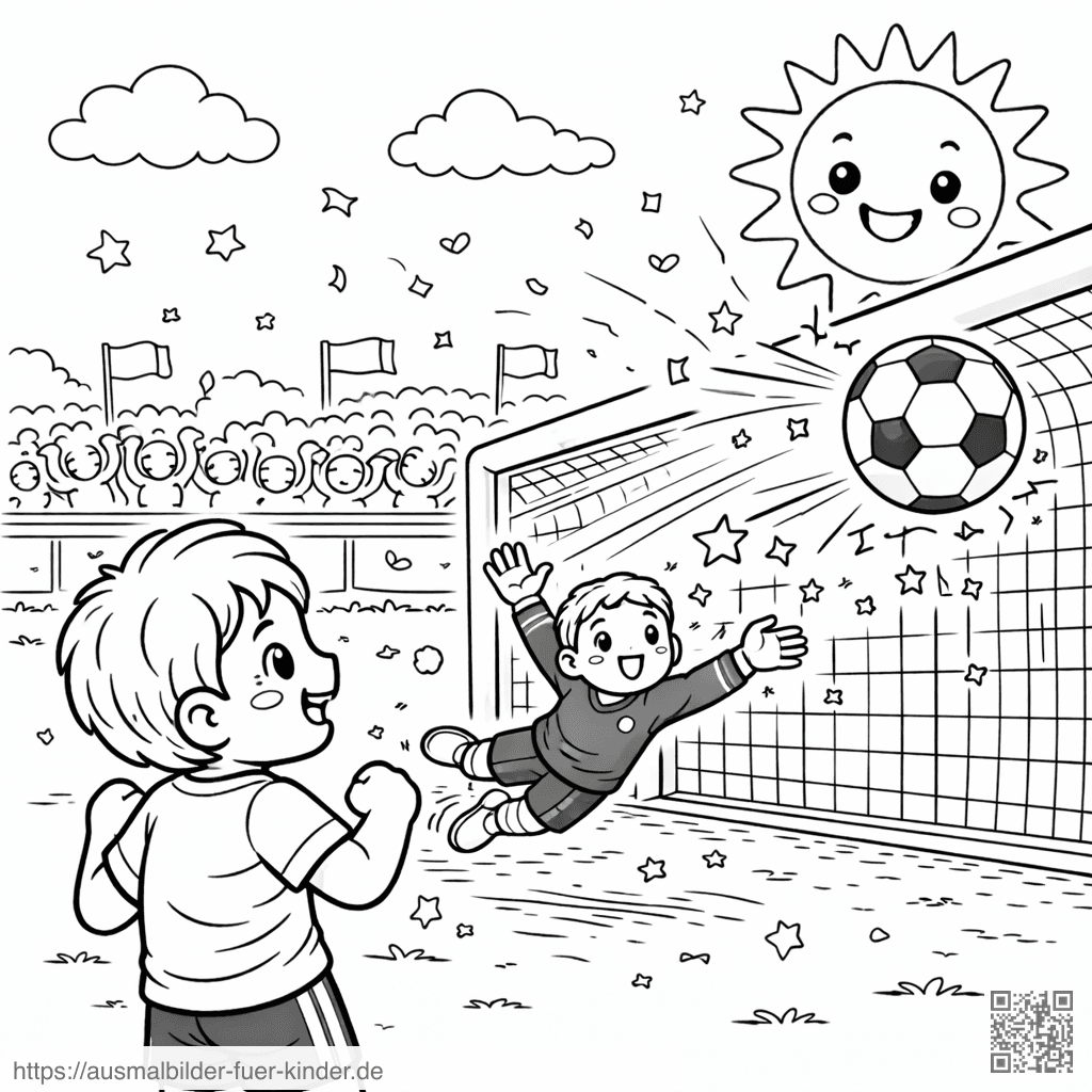 Torjubel im Stadion - Ausmalbild