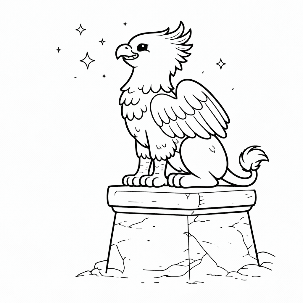 Griffin Auf Dem Sockel - Ausmalbild