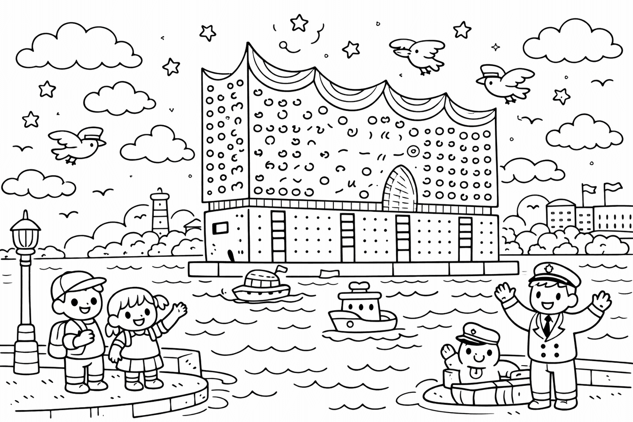 Elbphilharmonie Hamburg - Ausmalbild