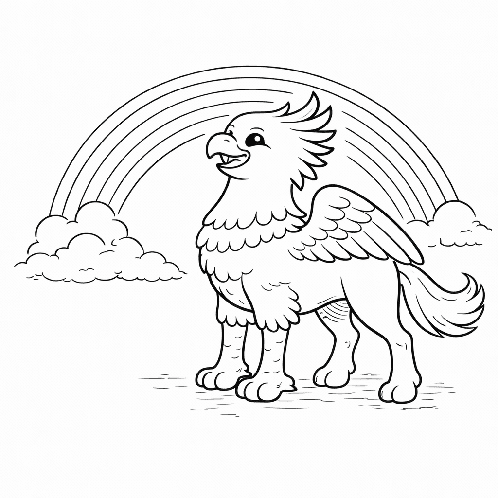 Hebiggigruff Unter Einem Regenbogen - Ausmalbild