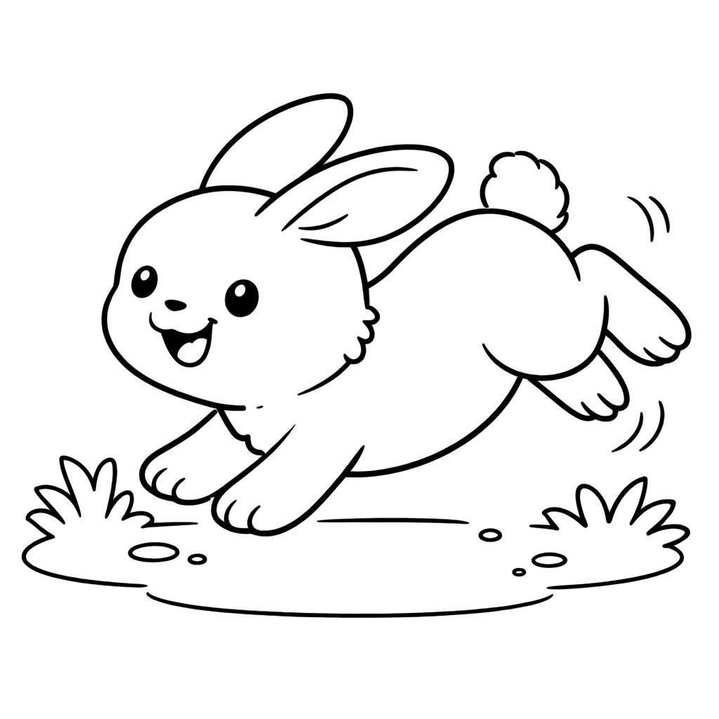 Hoppelnder Kaninchen Mit FröHlichem Ausdruck