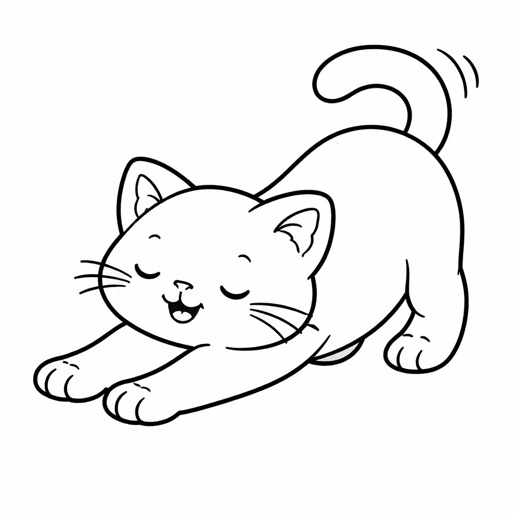 Kätzchen Beim Dehnen