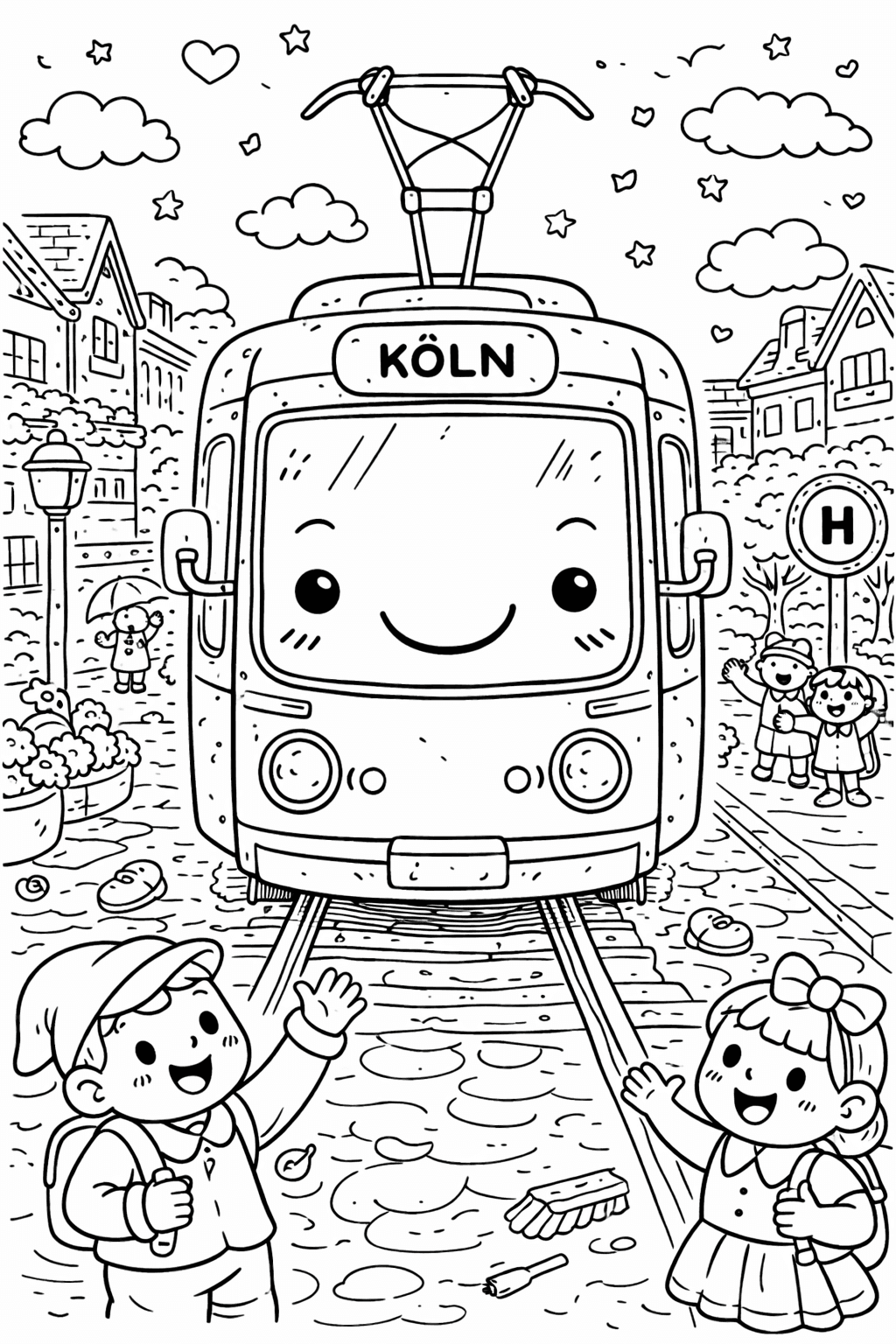 Kölner Straßenbahn - Ausmalbild
