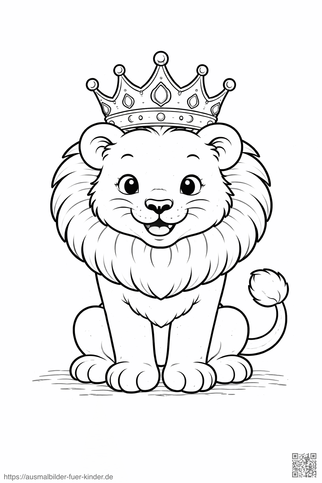 Königlicher Löwe mit Krone - Ausmalbild Königlicher Löwe mit Krone - Ausmalbild