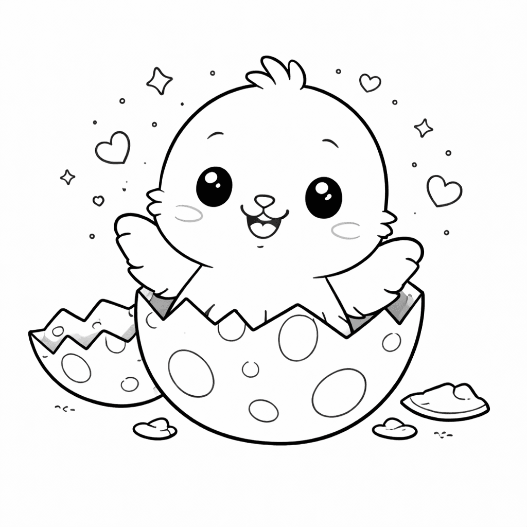 Küken schlüpft aus Ei - Ausmalbild