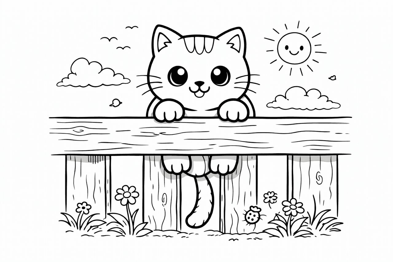 Katzen_freundliche Katze Auf Dem Zaun