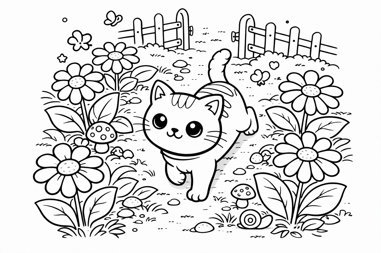 Katzen_kätzchen Im Garten Unterwegs