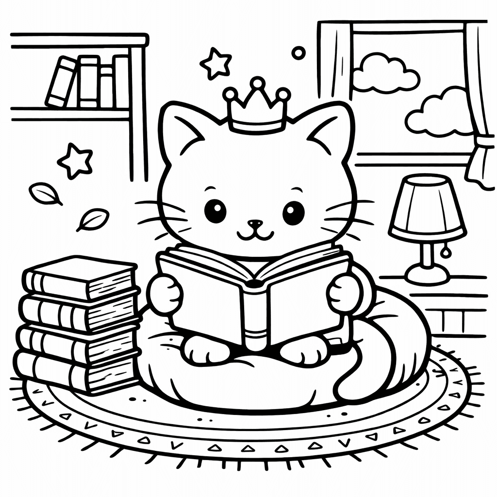 Katzen_kätzchen Liest Ein Buch Gemütlich