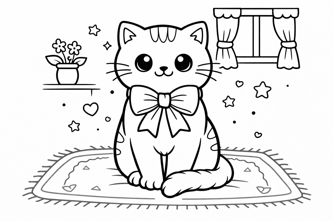 Katzen_kätzchen Mit Schleife Und Herzchen