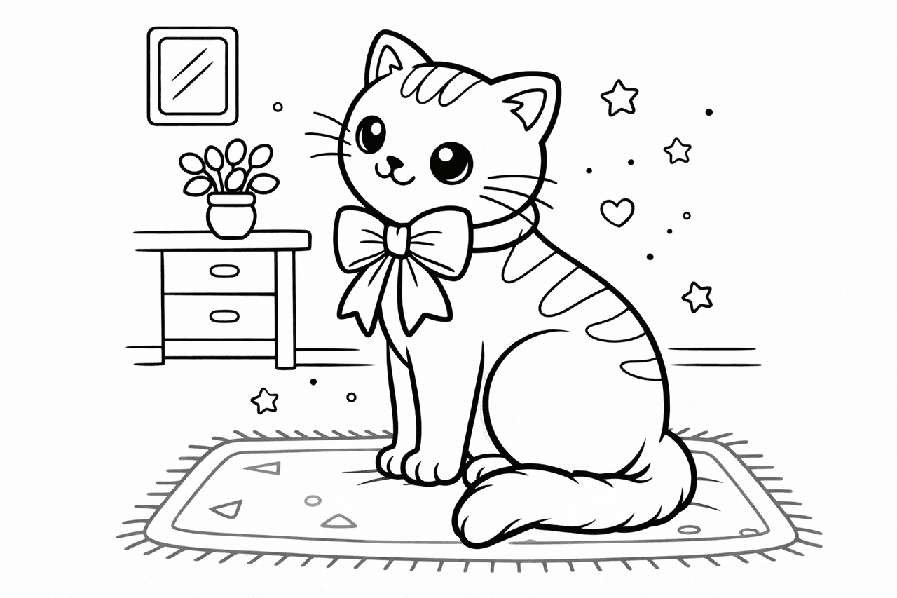 Katzen_kätzchen Mit Schleife Und Spiegel