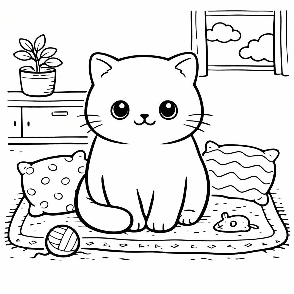 Katzen_kuschelige Katze Im Wohnzimmer